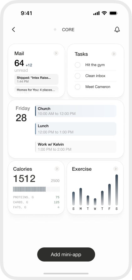 Core Mobile core screen